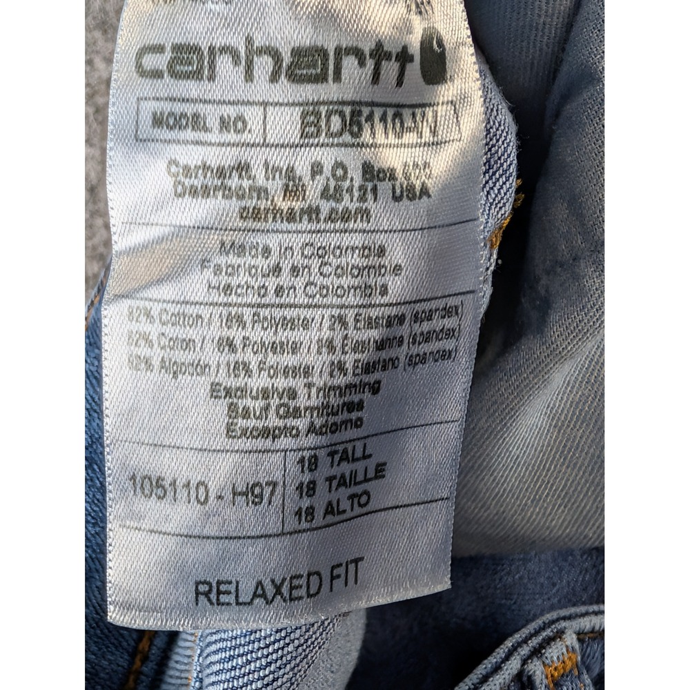 Carhartt Rugged Flex Relaxed Fit Double Front Jeans Womens 18 Tall Blue NWT - Picture 8 of 16